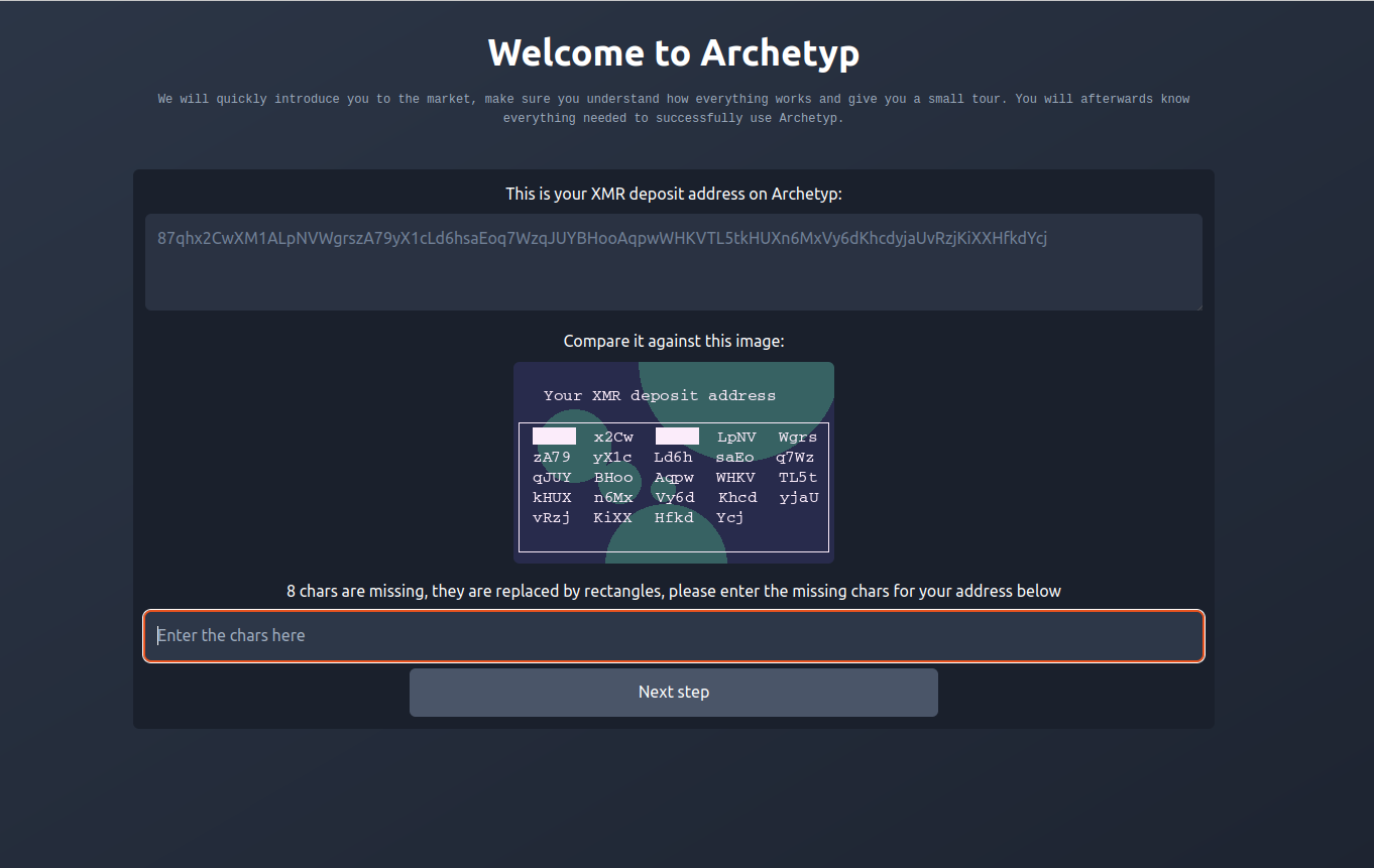 Archetyp market Wallet Entry